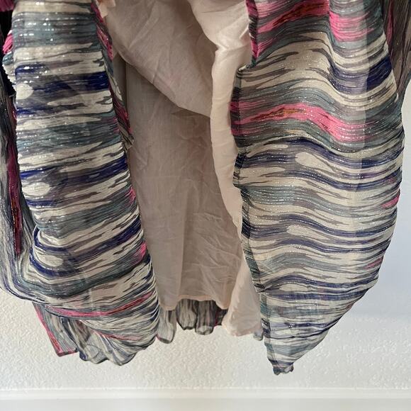 Meadow & Rue Anthropologie Josie Tiered Maxi Dress 2 Metallic Lurex Stripe - Picture 8 of 10